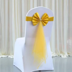 Spandex Wedding Banquet Chair Cover Sash Bands Bows for Chair Decor for Weddings and Banquets