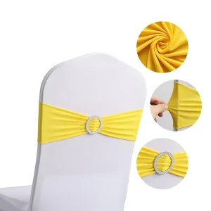 Spandex Wedding Chair Sashes Customized Color Modern Design Stretch Band Buckle Wedding Banquet Party Outdoor Use