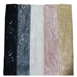 Sparkly Black Velvet Sequin Fabric Embroidery Fabric Sequined Cloth for Women Evening Gowns Skirts Stage Wear
