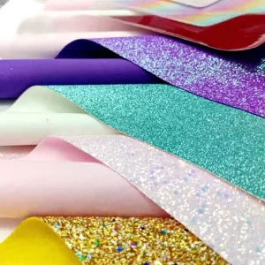 Sparkly Chunky Glitter Faux Leather Sheets Synthetic Vinyl PU Fabric for Shoes Bags Bows Crafts