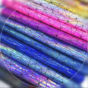 Special Embossed PU Laser Mirror Triangulation Synthetic Leather Waterproof Fabric Craft Lining Furniture Outdoor Decorative