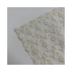 Special Mesh Embroidery Niche Design Lace Fabric Champagne Color 105 GSM for Home Textile Decoration