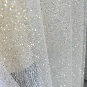 Special Secret Imported Hot Pot Silver Sparkling Powder Gauze Dress Wedding Performance Dress Designer Fabric
