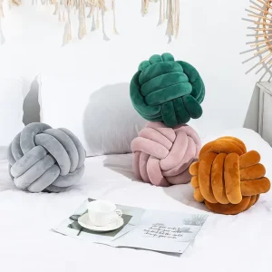 Spherical Nordic Luxury Home Decor Knot Throw Pillow SUPER SOFT Velvet Fabric Hand weave Cushion Knot Pillow