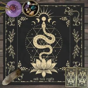 Spiritual Witchcraft Square Golden Snake Dragon Tarot Altar Table Napkin Cloth Home Decor Wall Art Supplies