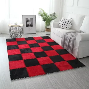 Spliced Carpet EVA Foam Floor Mat Washable Soft Elastic Puzzle Rug for Bedroom Living Room Door Mat Plush Surface 1cm Thickness