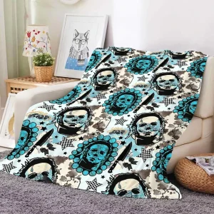 Spooky Western Halloween Flannel Blanket Retro Cowboy Hat Soft Sofa Bed Throw Blankets Holiday Christmas Gifts for Kids Adults