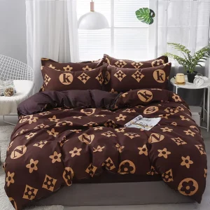 Spot Luxury Aloe Cotton 4-in-1 Set Bedding Set Brown White King Size Duvet Cover Bed Sheet Bedding Set