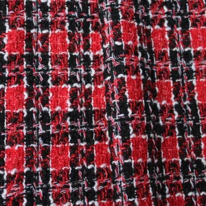 Spring Fashion Design Super Soft Beautiful Red Check Plaid 100% Polyester for Lady Suit Coat Dress