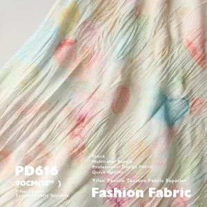 Spring Summer Ink Dye Design Pleated Chiffon Print Fabric for Sundresses Hair Ties and Clothing