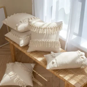 Spring/Summer Tassel Cotton Customizable Wabi-sabi Style Bohemian Ethnic-Style Living Room Sofa Throw Pillow Bay Window Cushion