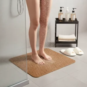 Square 50*50CM Bath Mat Non Slip Bathtub Mat for Bathroom with Suction Cup Drain Hole Washable Shower Mat Inside Shower Mat