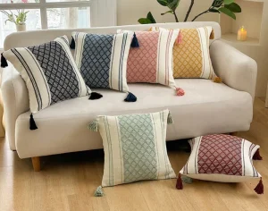 Square Bohemian Throw Pillow with Tassels Soft Home Decor for Living Room Sofa Bedside Lumbar Cushion Insert