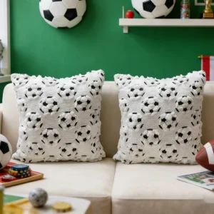 Square Football Pattern Quilted 3D Embossed Pillow Cover Sofa Cushion Cross Border Home Decor Throw Pillow