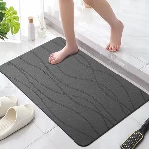 Square Hard Diatom Mud Bathroom Foot Cushion Fast Drying Diatomite Mat Non Slip Floor Mat for Toilet Shower Room Foot Mat