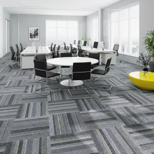 Commercial Office PVC Carpet Floor Tiles Square Jacquard Woven Polypropylene Washable Plain Modern Striped Carpet