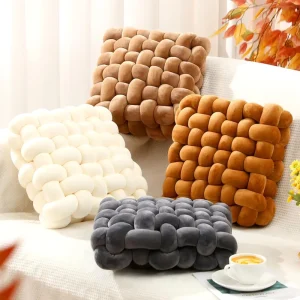 Square Knot Pillows Knotted Plush Soft Throws Accent Pillows Cushion Decoration for Home Sofa Bed Couch