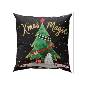 Square Plant Dot & Green Tree Snowman Christmas Zipper Pillowcover for Hotel Use Factory Price