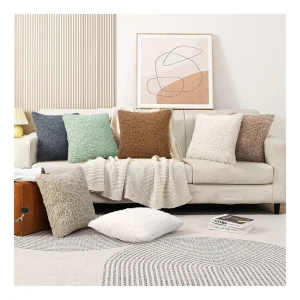 Square Reversible Like Wool Sherpa Faux Fur Throw Pillow Soft Fleece Cushion Case Bed Couch Decor Teddy Sheepskin