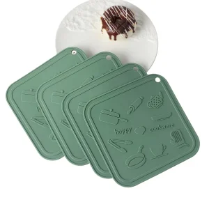 Square Silicone Trivet and Placemat Embossed Heat Resistant Pot Holder Coaster Bowl and Table Mat for Hot Pots Casseroles Dinnerware