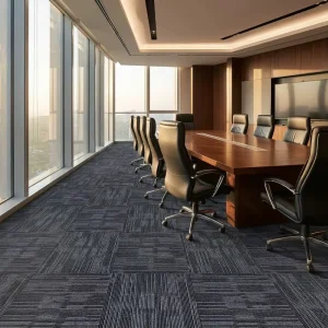 Square Striped Loop Pile Cushioned Commercial Carpet Tile Polypropylene Modern Office Bedroom Modular Flooring