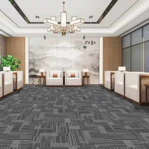 Stain Proof Dual Grain Strip Jacquard Office Carpet Tiles Sound Insulation Detachable Interlocking Square Mat