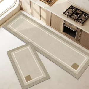 Stain Proof PVC Kitchen Floor Mats Set Modern Design Washable Anti Skid Easy Clean