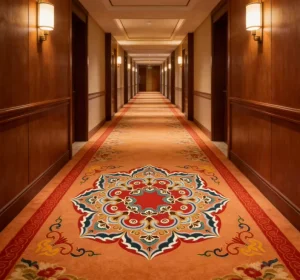 Stain Resistant Eco friendly PET Polyester Wall to Wall Broadloom Carpet Heavy Duty Tufted Hotel Guestroom Corridor Carpet