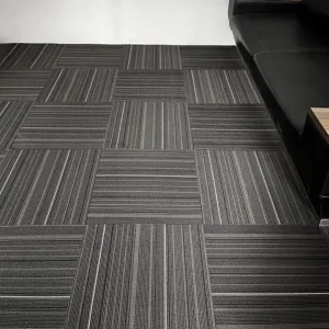 Stain Resistant Fine Linear Strip Carpet Tiles Fireproof Easy Lay Modular Square Carpet for Hotel Lobby Front Desk Space