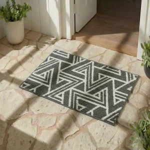 Stain Resistant Polypropylene Loop Pile Modern Geometric Runner Rug Non Skid TPR Backing Washable Waterproof Eco Friendly Mat