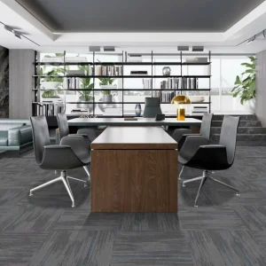 Stain Resistant Thin Vertical Strip Jacquard Square Carpet Tiles Fireproof Easy Lay Modular Carpet for Hotel Lobby Front Desk