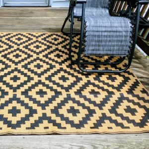 Stain Resistant Yellow Floor Mat Outdoor Patio Rugs Modern Area Rug for Brach Camping