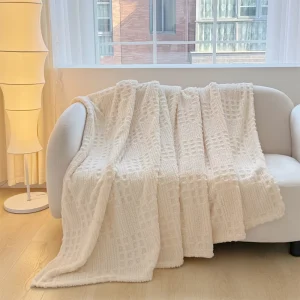 Standard Jacquard Flannel Blanket for Autumn Winter Home Use 3D Pattern Design