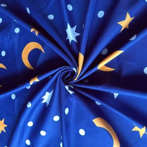Star Moon Print Royal Blue Woven 100% Polyester Bedsheet Fabric Bed Lined Material Brushed Smooth Home Textile Curtain