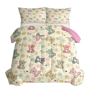 Starry Sky Bear Feather Silk Cotton Quilted Comforter Customizable Digital Print Three-Piece Synthetic Fiber Feather Silk Cotton