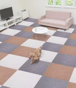 Stick Striped Carpet Tile Glue free Reusable Washable Floor Mat for Living Room Bedroom Full Coverage