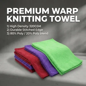Stitching Edge Microfiber Warp Knitting Towel 80 Polyester 20 Polyamide Super Absorbent Car Wash Cleaning Cloth 35*40cm 320gsm