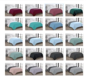 Stock 90gsm Microfiber Solid Color Reversible Comforter Set Fabric Down Quil