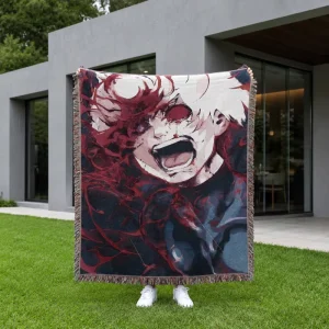 Stock Anime Chunky Woven Jacquard Tapestry Style Cotton Polyester Four Seasons Tassel Edge Home Throw Blanket MOQ 2 Pieces Order