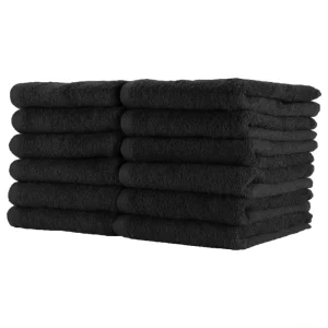 Stock Barber Salon Towels 100% Cotton Highly Absorbent Antimicrobial Quick Dry Eco Friendly Easy Clean Brown Black Color