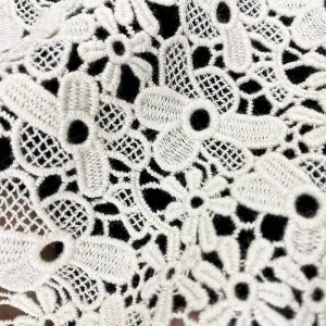 Stock Cotton Flower Embroidery Lace Fabric for Home Textile Women’s Clothing Accessories Water-Soluble Full Embroidery