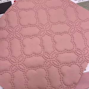 Stock Lot Pure Wax Leather Embossed Fabric PVC Leather Flower Design Backing for Making Decoration Bag