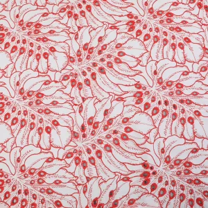 Stock Red Eyelet Cotton Embroidery Fabric Plant Knitted Technique for Wedding Clothing Home Decoration Embroidered Accessories
