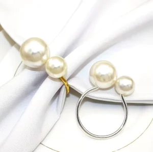 Stocked Metal Napkin Holder Pearl Napkin Ring Table Accessories for Spring Wedding Decorations Dressing up Your Table Cloth