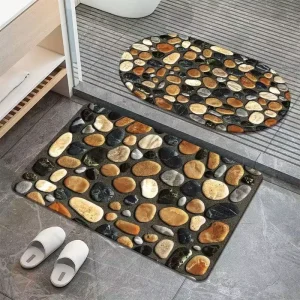 Stone Bath Mat Bathroom Floor Mats Fast Water Drying Diatom Mud Mat Absorbent Hard Shower Rug