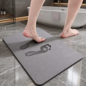 Stone Pattern Non Slip Quick Dry Bath Mat Absorbent for Living Room Study Stylish Home Decor Machine Made