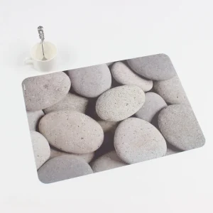 Stone Style Table Mats Indoor Placemats Washable Non-Slip Heatproof Plastic Placemats for Dining Table PP
