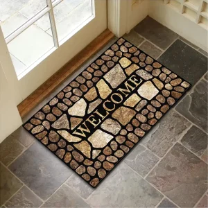 Stone Wood Grain Household Door Mat Bathroom Anti slip Floor Mat Dirt Resistant and Wear resistant Bathroom Floor Mat