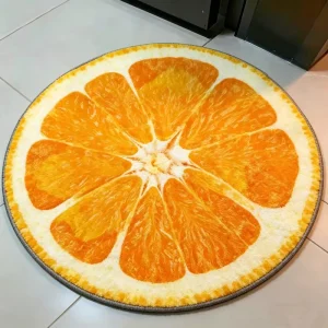 Store Hit Thick Machine Made Custom Fruit Bath Mat Polyester Non Slip Round Decorative with 3D Stereo Effect
