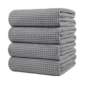 Streak Free 450GSM 40*40cm Lint Free Microfiber Waffle Cleaning Towels for Car Windows & Mirrors Cleaning